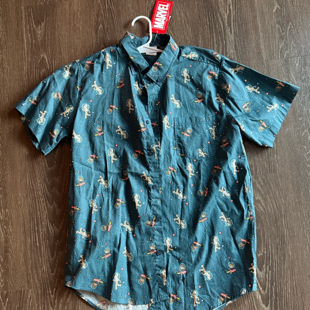 Marvel’s Guardians of The Galaxy licensed Groot button up shirt